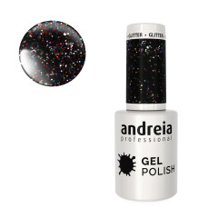 Vernis semi-permanent - 244 noir paillettes multicolores - 10,5ml 